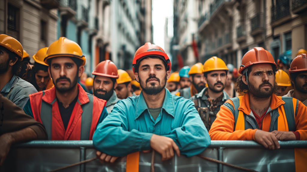 "Skilled technical laborers at a UAE industrial construction site - Primetech Manpower Supply"